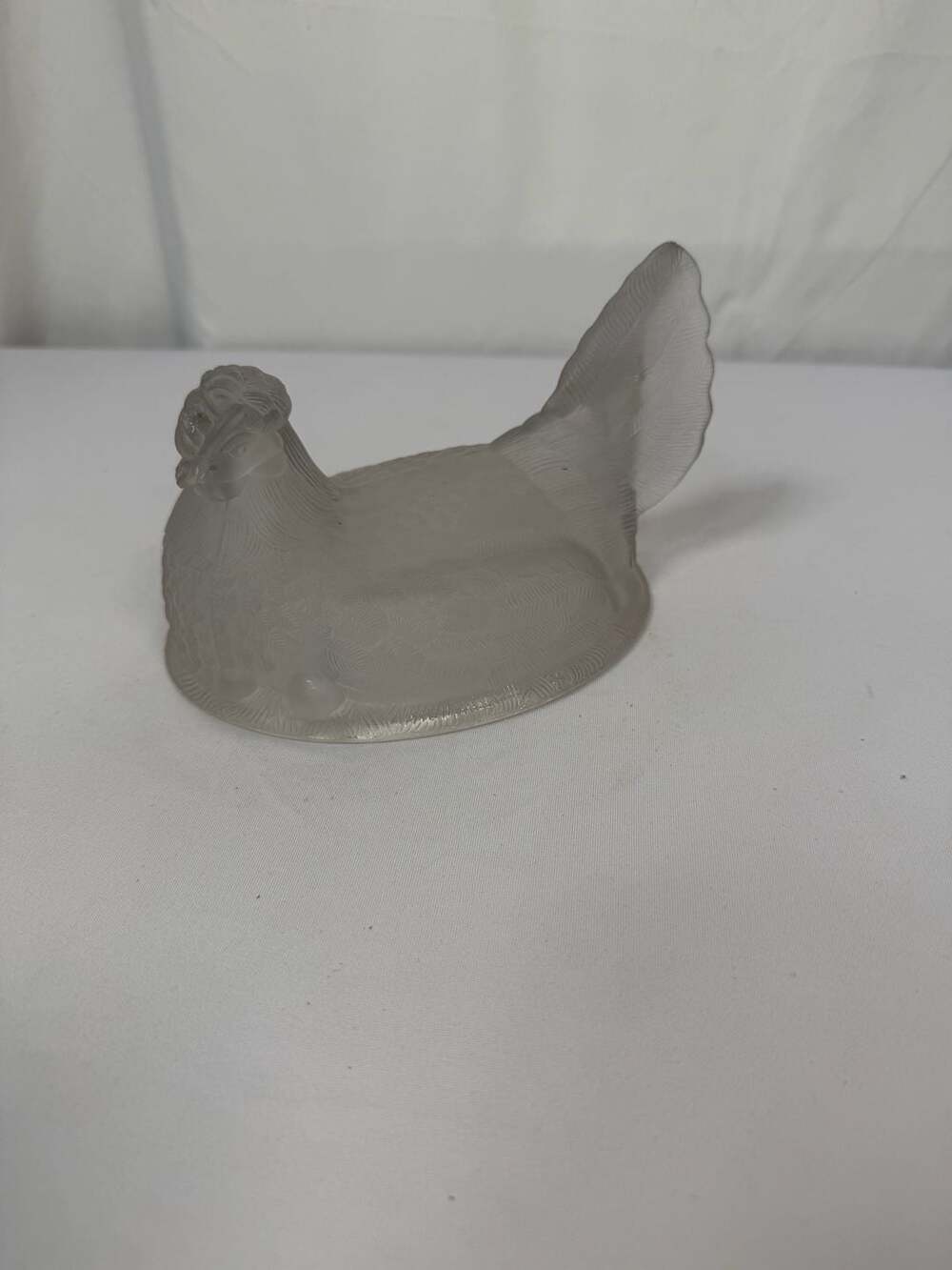 Vintage Frosted Clear Glass Hen on Nest Top Only
